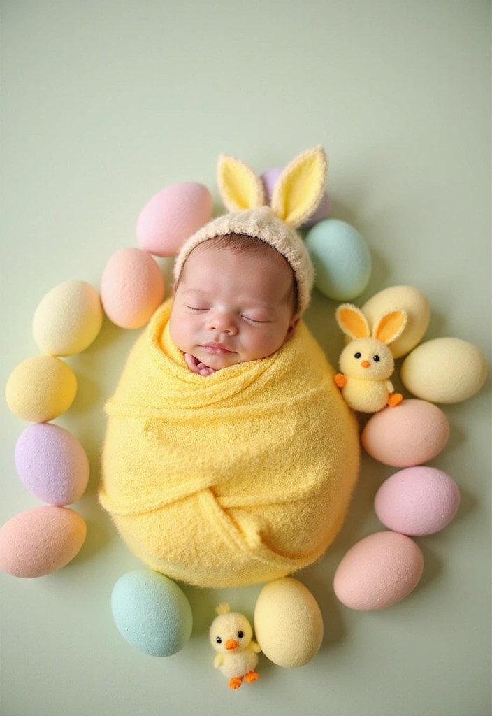 8 Precious Newborn Easter Pictures That Celebrate Faith and Love! - 2. Pastel Colors and Easter Eggs