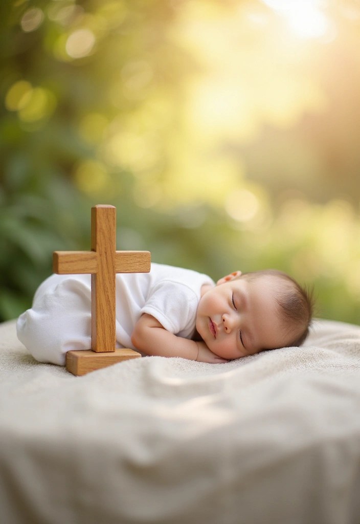 8 Precious Newborn Easter Pictures That Celebrate Faith and Love! - 6. Cross of Love: Faith-Centered Theme