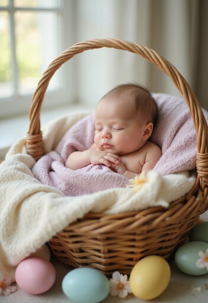 8 Precious Newborn Easter Pictures That Celebrate Faith and Love! - 8. Easter Joy: Baby in a Basket